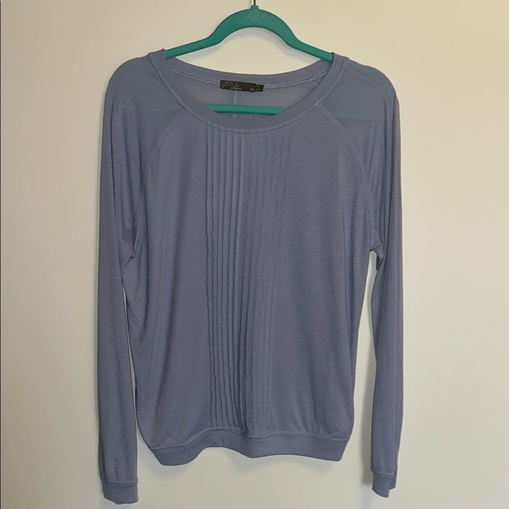 Prana Periwinkle Pleated Long Sleeve Top - Like New